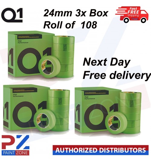 3X Q1 High Performance Green MASKING TAPE PREMIUM AUTOMOTIVE 24mm x 50mm